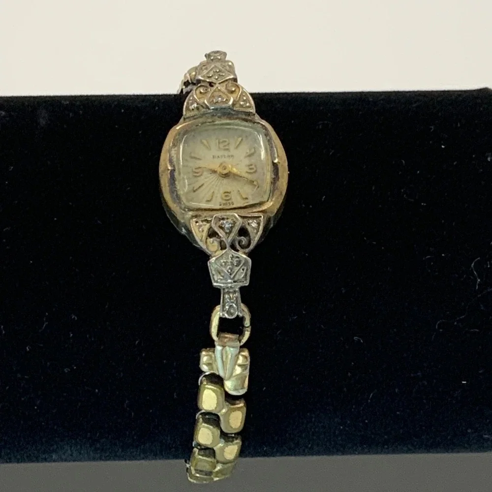 Vintage Baylor Swiss Cocktail Watch 10K RGP Bezel Parts Repair Art Deco Gold Ton